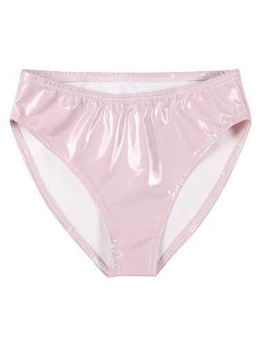 YiZYiF Herren Unterhosen Boxershorts Wetlook Slip Leder Latex Shorts Unterwäsche Lackleder Boxer Briefs Schlüpfer Panties Rosa F L von YiZYiF