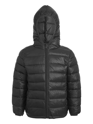 YiZYiF Kinder Baby Winterjacke Mädchen Jungen Puffer Jacke Mantel Leicht mit Kapuze Kleinkind Winter Warme Übergangsjacke Kapuzenjacke Schwarz_B 146-152 von YiZYiF