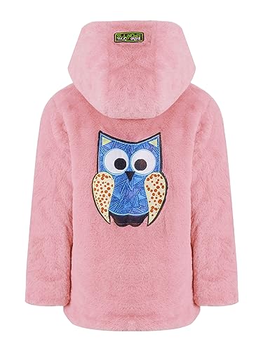 YiZYiF Kinder Fleece Mantel Mädchen Süße Cartoon Teddy Fleecejacke Winter Warme Kunstpelz Wintermantel Mit Kapuze Outwear Rosa_Einfarbig 122-128 von YiZYiF