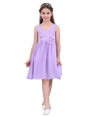 YiZYiF Kinder Mädchen Kleid Festlich Tüll Blumen Blumenmädchen Kleid Festzug Hochzeit Partykleid Festkleid A-Linie Gr.92-176 Lavendel 116 von YiZYiF