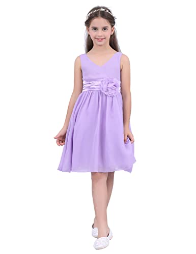 YiZYiF Kinder Mädchen Kleid Festlich Tüll Blumen Blumenmädchen Kleid Festzug Hochzeit Partykleid Festkleid A-Linie Gr.92-176 Lavendel 128 von YiZYiF