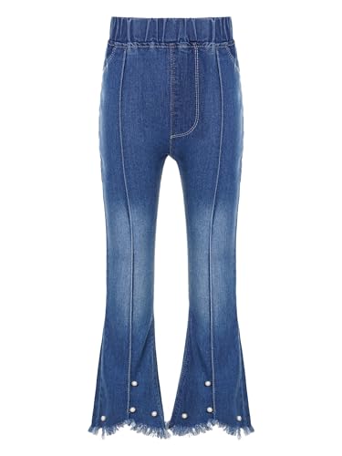 YiZYiF Kinder Mädchen Schlaghose Jeanshosen Stretch Denim Jeans Leggings Bell-Bottom Freizeithose Mit/Ohne Innenfleece B 122-128 von YiZYiF