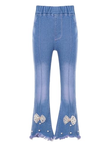 YiZYiF Kinder Mädchen Schlaghose Jeanshosen Stretch Denim Jeans Leggings Bell-Bottom Freizeithose Mit/Ohne Innenfleece C 110-116 von YiZYiF