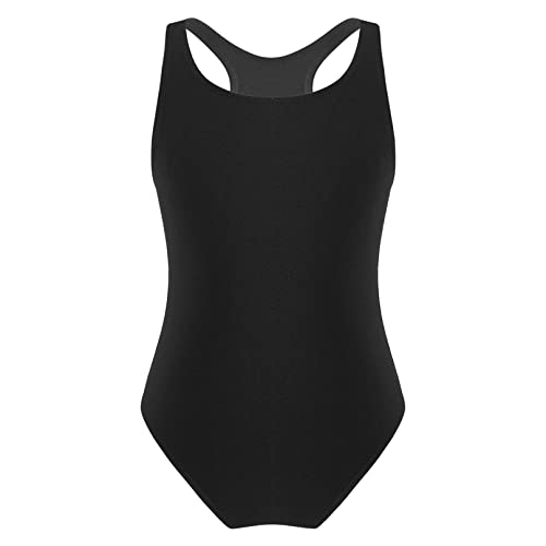 YiZYiF Kinder Mädchen Sport Badeanzug Einteiler Schwimmanzug Bikini Bademode Strand Schwimmkleidung Rückenfrei Schwarz C 146-152/11-12 Jahre von YiZYiF