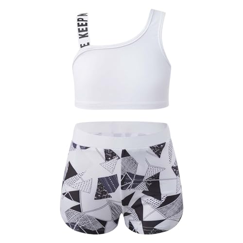 YiZYiF Mädchen Bikini Tankini Set 2 Teiliger Kinder Sport Schwimmanzug Tank Top Badeshorts Strand Surfen Schwimmbekleidung B_Geometrie 134-140/9-10 Jahre von YiZYiF