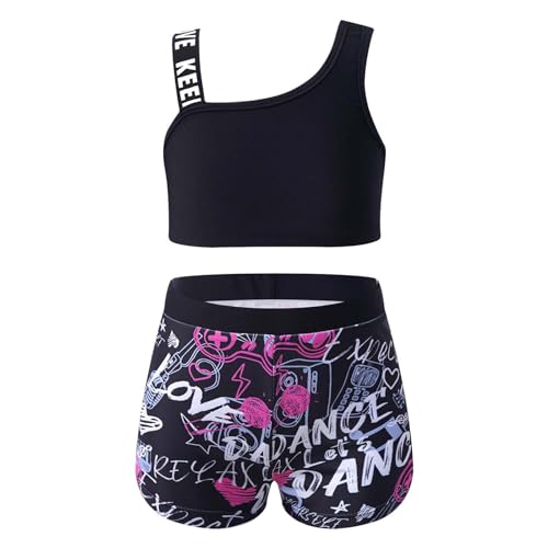 YiZYiF Mädchen Bikini Tankini Set 2 Teiliger Kinder Sport Schwimmanzug Tank Top Badeshorts Strand Surfen Schwimmbekleidung B_Musik 146-152/11-12 Jahre von YiZYiF