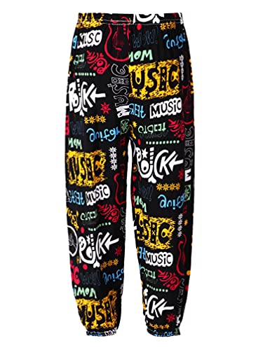 YiZYiF Mädchen Hose Lang Haremshose Hippie Boho Blumenmuster Pumphose Aladinhose Kinder Sommerhosen Pants mit Taschen Gr.98-152 Gitarrenmusik C 146-152 von YiZYiF