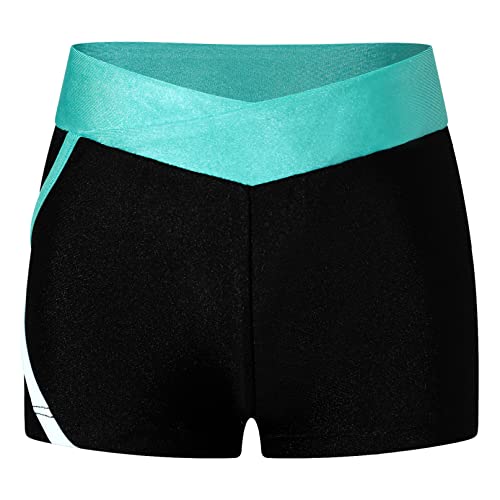 YiZYiF Kinder Mädchen Sport Shorts Ballett Tanzshorts Stretch Turnen Fitness Workout Shorts Kurz Hose Hotpants Türkis_C 146-152/11-12 Jahre von YiZYiF