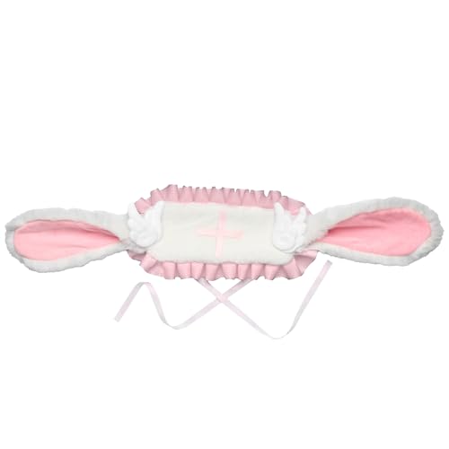 YiZYiF Niedliches Lolita Hasenohr-Haarband mit Clips Plüsch-Ohren-Haarband Mädchenkostüm-Zubehör Rosa 1 One Size von YiZYiF