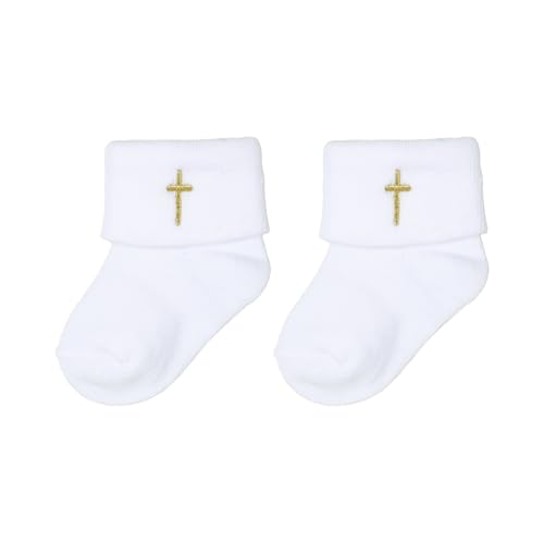YiZYiF Unisex Neugeborene Baby Weiße Taufe Socken Mit/Ohne Kreuz Muster Stickerei Taufe Hochzeit 3 50-80 von YiZYiF