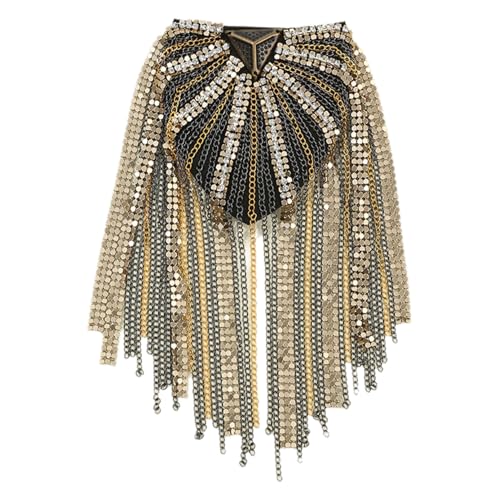 Yizyif Vintage Punk Kette Schulter Epaulette Metall Quaste Schulterklappe Kpop Blazer Brosche Für Herren Damen Gemischte Farben Einheitsgröße von YiZYiF
