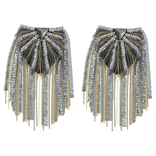 Yizyif Vintage Punk Kette Schulter Epaulette Metall Quaste Schulterklappe Kpop Blazer Brosche Für Herren Damen Pistolenfarbe 2 Stück Einheitsgröße von YiZYiF
