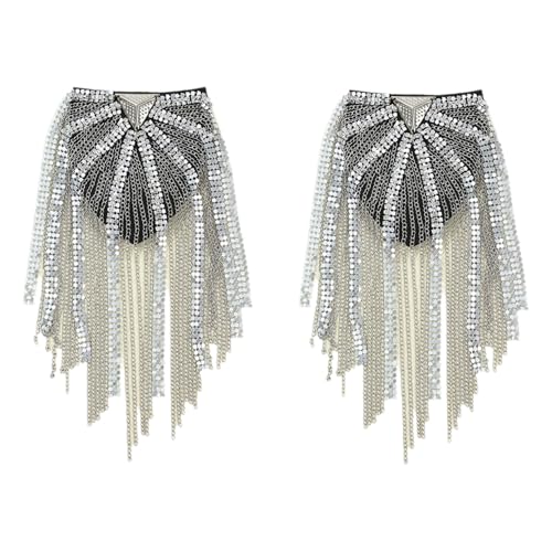 Yizyif Vintage Punk Kette Schulter Epaulette Metall Quaste Schulterklappe Kpop Blazer Brosche Für Herren Damen Silber 2 Stück Einheitsgröße Yizyif Vintage Punk Kette Schulter Epaulette Metall Quaste Schulterklappe Kpop Blazer Brosche Für Herren Damen Silber 2 Stück Einheitsgröße von YiZYiF