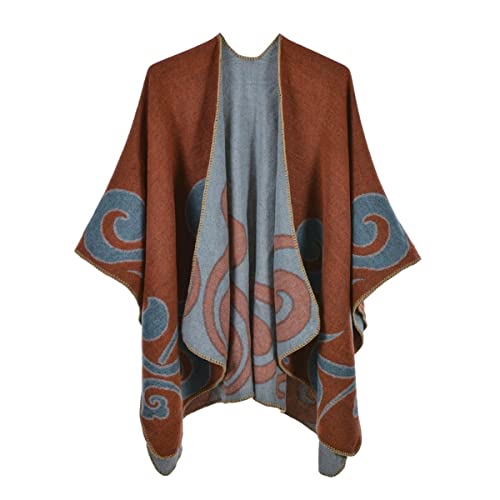 YianBestja Damen Herbst/Winter Ponch, 130 * 150CM Poncho-Schal Überwurf Cape Umhang Wendeponcho für Frau (09-1) von YianBestja