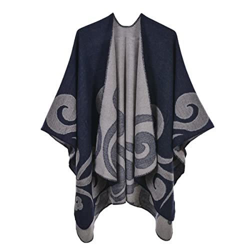 YianBestja Damen Herbst/Winter Poncho, 130 * 150CM Poncho-Schal Überwurf Cape Umhang Wendeponcho für Frau (09-3) von YianBestja