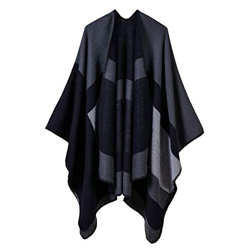 YianBestja Damen Poncho Schal mit Patchwork Design, Frau Umhang Open Front Cape Übergroße Winterdecke Schal (19-1) von YianBestja