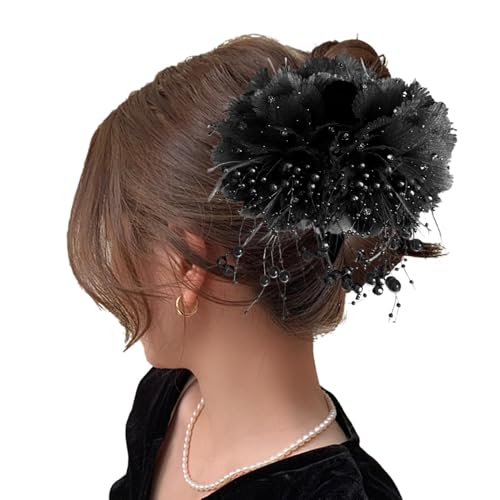 Yianyal Blütenknospenhaarclip, hawaiianische Blumenhaarclip, Perlen Tassels Barrette Non-Slip Flower Claw Pins Bud Haartapin, Boho Pins Kopfbedeckungshaarzubehör gefälschte Blumenhaarclip für von Yianyal
