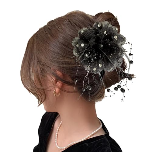 Yianyal Blumenhaarclip für Frauen, künstliche Blumenhaarclip | Knospenhaarnadelblütenklauenstifte Nicht-Rutsch-Barrette mit Perlen Quasten,Boho Pins Kopfschmuck, gefälschte Kopfbedeckungshaarzubehör von Yianyal