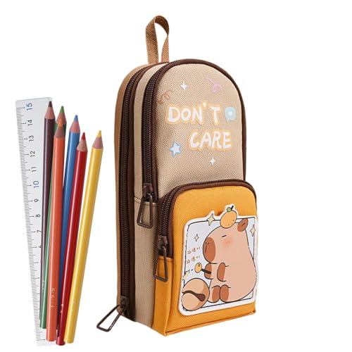 Yianyal Capybara Federmäppchen für die Schule, Schreibwarentasche für Kinder, Cartoon-Capybara-Stiftetui, modisch, Reißverschluss, große Kapazität, ästhetischer Schreibwaren-Halter, Happy Capybara von Yianyal