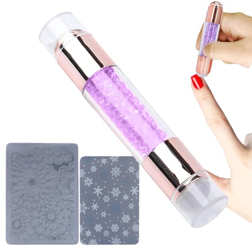 Yianyal Nagelstempel – Home Stamping Stifte – Doppelendiges Design Strass verzierte Stempelstifte Kit für Frauen Salon Heimübung von Yianyal