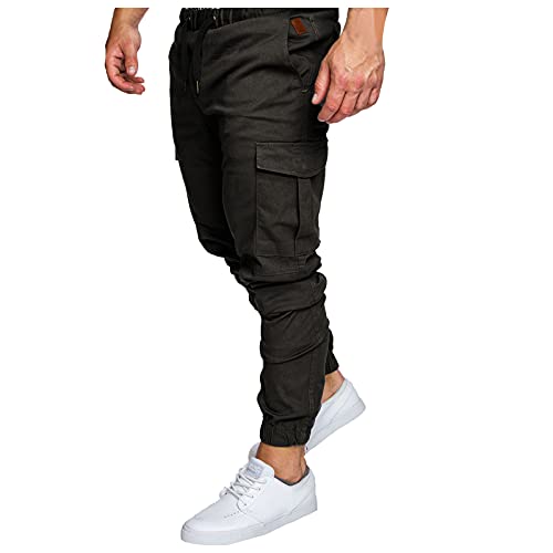 Yiartion Cargohose Herren Lang Arbeitshose Cargo Hose Multi-Pocket Freizeithose Einfarbig Sporthose Lässige Outdoorhose Laufhose Jogginghose Wanderhose Tactical Hose Trousers für Jagd Camping von Yiartion