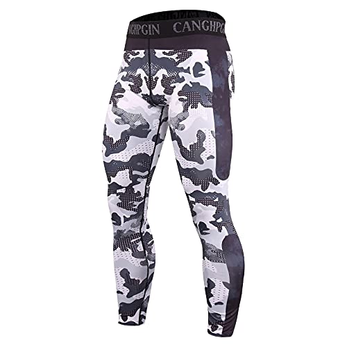 Herren Kompressionshose Sport Leggings Jogginghose Schnell Trocknend Atmungsaktiv Leicht Sport Running Lang Hose Lange Laufhosen Camouflage Fitness Jogginghose Berglauf Hose Offroad-Laufen(Grau23 L) von Yiartion