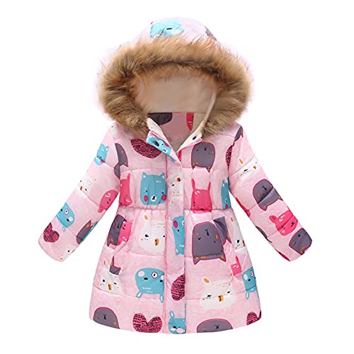 Yiartion Kinder Mädchen Winterjacke Kinderjacke Winddicht Zipper Jacke Warme Verdickt Steppjacke Bubble Jacket Wintermantel Freizeitjacke Modern Floral Bedrucktes Übergangsjacke Baumwolljacke von Yiartion