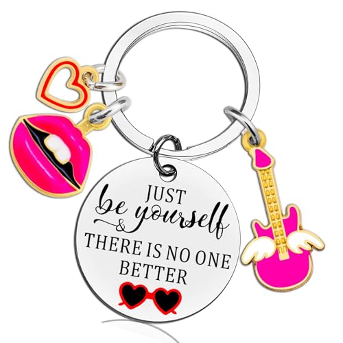 Popular Singer Inspirational Schlüsselanhänger Zitat Gitarre Musik Tay Fans Stuff, Geschenk bei Prüfungen Abschlussfeier, Schlüsselanhänger für Frauen Schwester Mutter Tochter (Silber Rot) von Yibarler