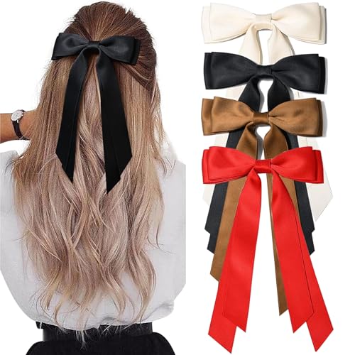 4PCS Samt Bögen Haarclip Band Zubehör Pferdeschwanz Halter Haarbogen für Frauen Mädchen Kleinkinder Teens Kids (Colour1) von Yibingkea