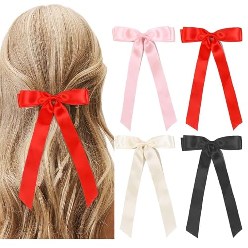 4PCS Samt Bögen Haarclip Band Zubehör Pferdeschwanz Halter Haarbogen für Frauen Mädchen Kleinkinder Teens Kids (Colour2) von Yibingkea