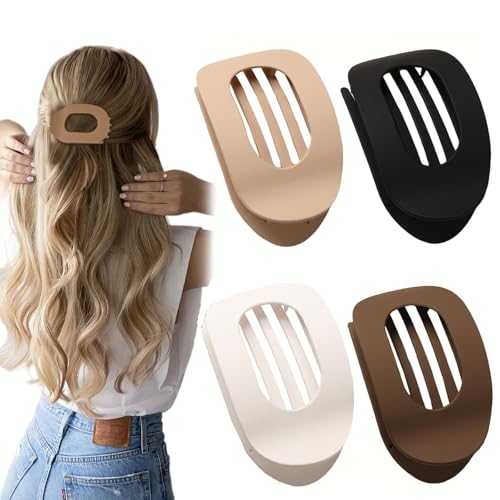 Flache Haarspangen für Damen, ergonomisch, gebogen, für dickes, dünnes, lockiges Haar, starker Halt, 4 Stück (FarbeB) von Yibingkea