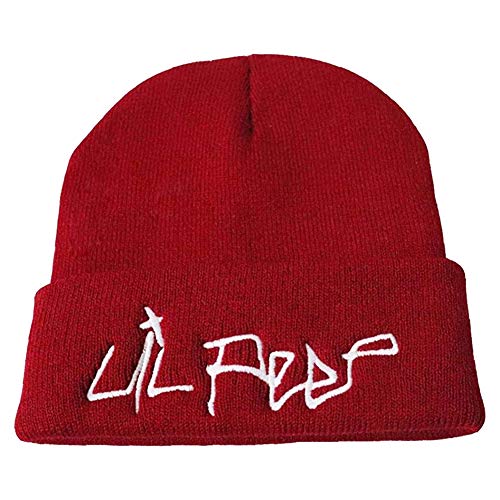 Yicare Lil Peep Mütze Unisex Individuelle Beanie Personalisierte Mit Text Gestickte Geschenke Wintermütze Warme Strickbündchen Cap Lange Baggy Hip-hop (Rot) von Yicare