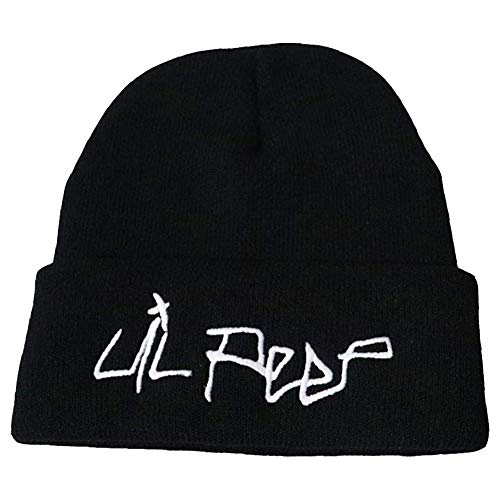 Yicare Lil Peep Mütze Unisex Individuelle Beanie Personalisierte Mit Text Gestickte Geschenke Wintermütze Warme Strickbündchen Cap Lange Baggy Hip-hop (Schwarz) von Yicare