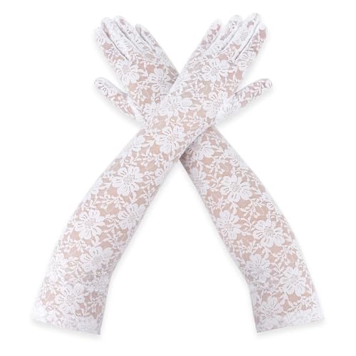 Spitzenhandschuhe,Handschuhe Spitze,Braut Spitzen Handschuhe,Lange Spitzenhandschuhe,Lackierte Lange Handschuhe,Abendhandschuhe,Lace Handschuhe,Handstulpen Netz,Damen Spitze Handschuhe,Handschuhe Weiß von Yicelerate