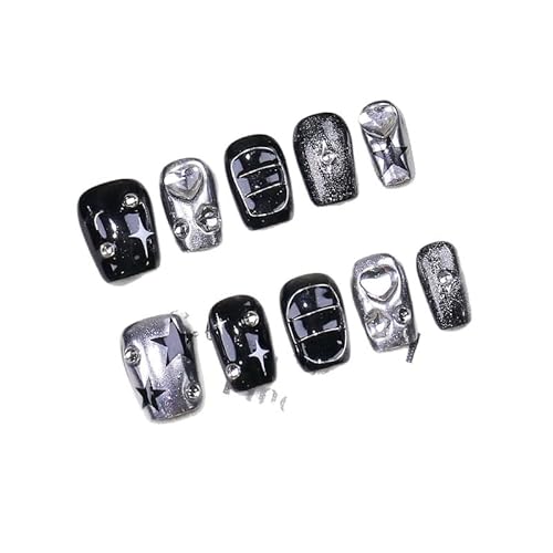 Yidai-Silu 10 Pcs 3D Handgefertigte Nagelflicken für künstliche Nägel, Press on Nails mit Kleber, Abnehmbare Mittel Lang Fingernägel Full Cover Kunstnägel, Akrylnägel Goth Schwarz für Frauen - 159 Yidai-Silu 10 Pcs 3D Handgefertigte Nagelflicken für künstliche Nägel, Press on Nails mit Kleber, Abnehmbare Mittel Lang Fingernägel Full Cover Kunstnägel, Akrylnägel Goth Schwarz für Frauen - 159 von Yidai-Silu