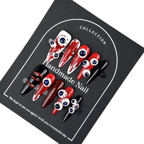 Yidai-Silu 3D Handgemachte Halloween Nägel Künstliche Fingernägel - 10 Pcs Medium Press on Nails Almond Einzelstück Kunstnägel Zum Aufkleben Nägel Zum Aufkleben für Frauen Mädchen - YW002 Yidai-Silu 3D Handgemachte Halloween Nägel Künstliche Fingernägel - 10 Pcs Medium Press on Nails Almond Einzelstück Kunstnägel Zum Aufkleben Nägel Zum Aufkleben für Frauen Mädchen - YW002 von Yidai-Silu