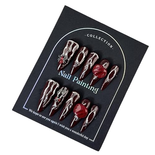 Yidai-Silu 3D Handgemachte Halloween Nägel Künstliche Fingernägel - 10 Pcs Medium Press on Nails Almond Einzelstück Kunstnägel Zum Aufkleben Nägel Zum Aufkleben für Frauen Mädchen - YW015 Yidai-Silu 3D Handgemachte Halloween Nägel Künstliche Fingernägel - 10 Pcs Medium Press on Nails Almond Einzelstück Kunstnägel Zum Aufkleben Nägel Zum Aufkleben für Frauen Mädchen - YW015 von Yidai-Silu