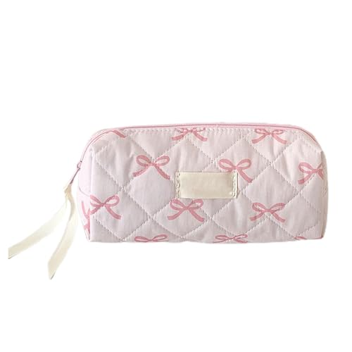 Schminktasche mit Schleife, Federmäppchen mit Schleife, Schleife Make-up Tasche mit Geräumigem Design, Multifunktionale Stiftebox mit Reißverschluss, Gestepptes Federmäppchen mit Reißverschluss von Yidueace