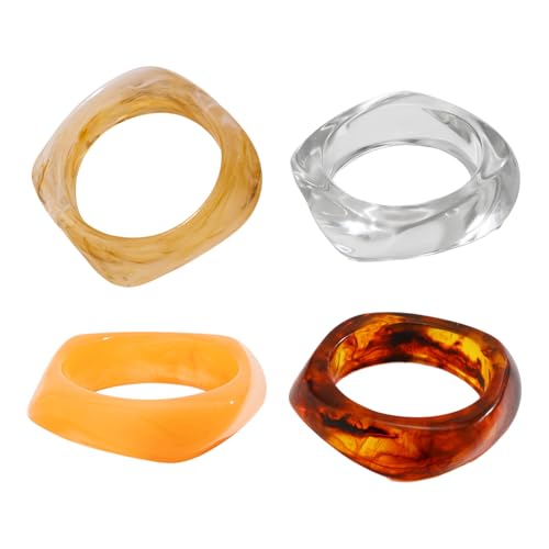 Yidueace Damen Armreifen | 4-teiliges Punk Vintage Harz Armband Set,Breite Geometrische Manschetten Für Urlaub Freizeit Streetwear Geschenkideen Alltag von Yidueace