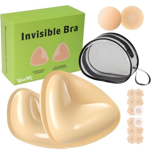 YienMi Push Up Pads – Doppelseitige Selbstklebende BH-Einsätze für Push-Up Effekt, Klebe BH, Wiederverwendbar & Waschbar Nippli-Pads, Sofortige Lift-BH-Cup & Dekolleté, Geeignet für Cup C–D von YienMi