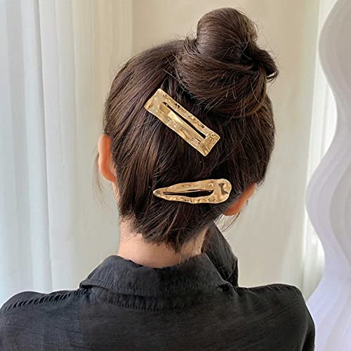 Yienate 2 Stück große Haarspangen mit Druckknopf, Gold, lang, rutschfest, Metall, Haarnadel, Haarspangen, Haarspangen, Salonbedarf, Haarschmuck für Frauen und Mädchen von Yienate