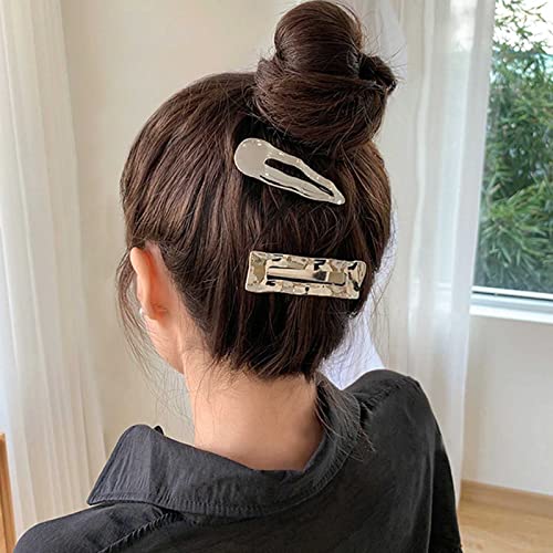 Yienate 2 Stück große Haarspangen mit Druckknopf, Silber, lange, rutschfeste Metall-Haarnadel, Haarspangen, Haarspangen, Salonzubehör, Haarschmuck für Frauen und Mädchen von Yienate