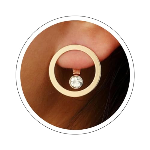 Yienate Anweisung Reif Tropfen Baumeln Ohrringe Einzigartige Gold Kreis Reif Ohr Jacke Ohrringe Boho Leichte Geometrische Runde Stud Vorne Und Hinten Strass Bar Kreis Reif Ohrringe Schmuck Für Frauen von Yienate