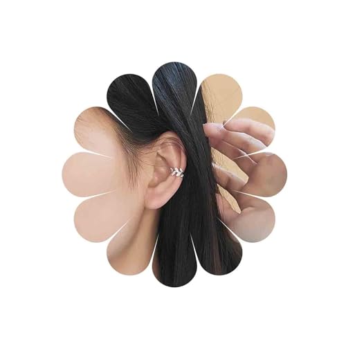 Yienate Blatt-Ohrmanschetten-Ohrring Silber Nicht durchbohrt Ohrknorpel-Klipp kristallgefüllt winziger Blatt-Ohrring Boho Huggie Crawler einzelne Manschetten-Ohrringe Schmuck für Frauen Mädchen von Yienate