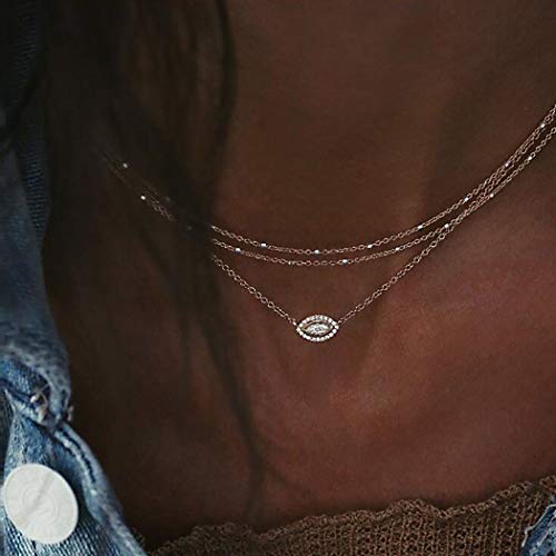 Yienate Böhmische mehrlagige Halskette mit Opal-Kristall-Anhänger, Boho-Goldkette, Schmuck für Damen und Mädchen von Yienate