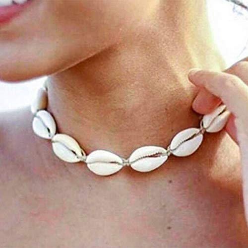 Yienate Bohemia Halskette Choker Einfache Muschel Anhänger handgewebt Boho Halsketten Schmuck für Damen und Mädchen (weiß) von Yienate