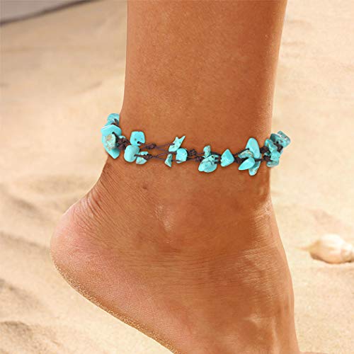 Yienate Boho Fußkettchen Türkis Anhänger für Muttertag Sommer Barfuß Strand Fußkettchen Fußschmuck für Frauen und Mädchen von Yienate
