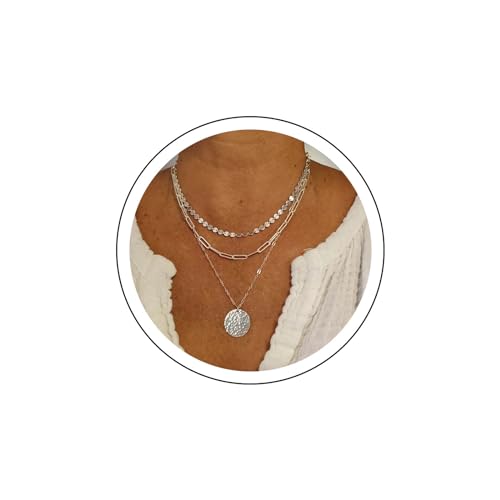 Yienate Boho Geschichtet Pailletten Halskette Vintage Silber Große Scheibe Anhänger Halsketten Erklärung Büroklammer Kette Mehrschichtige Pailletten Choker Runde Münze Halskette Schmuck Für Frauen Yienate Boho Geschichtet Pailletten Halskette Vintage Silber Große Scheibe Anhänger Halsketten Erklärung Büroklammer Kette Mehrschichtige Pailletten Choker Runde Münze Halskette Schmuck Für Frauen von Yienate