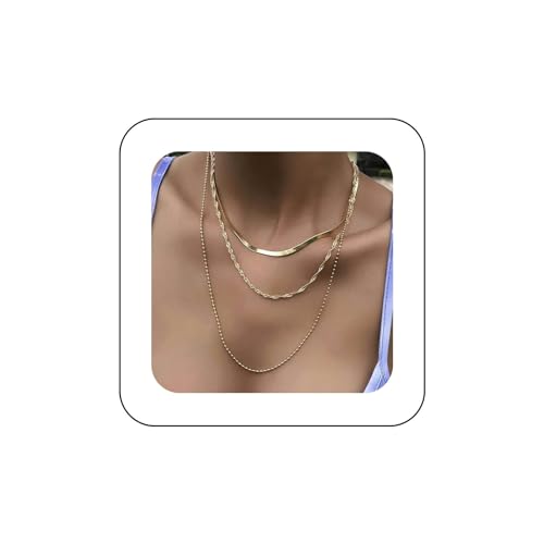Yienate Boho Geschichtet Schlange Kette Halskette Gold Perlen Halskette Mode Fischgrät Choker Halskette Mehrschichtige Erklärung Schlange Perlen Halskette Schmuck Für Frauen Und Mädchen von Yienate