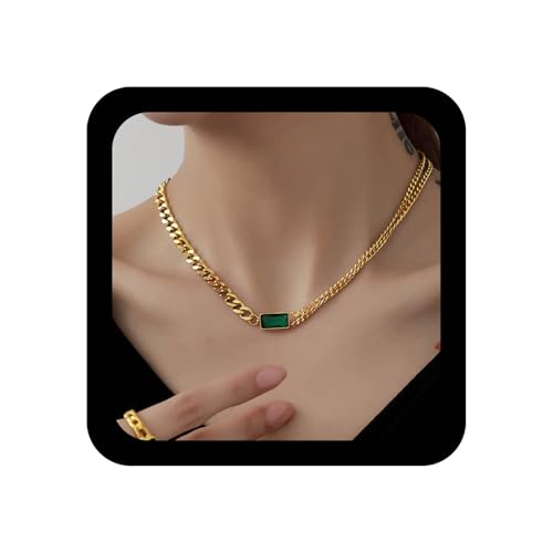 Yienate Boho Grüne Kristall Halskette Choker Gold Smaragden Anhänger Halskette Mehrreihig Cz Strass Halskette Rock Halskette Charme Schmuck Für Frauen Und Mädchen von Yienate